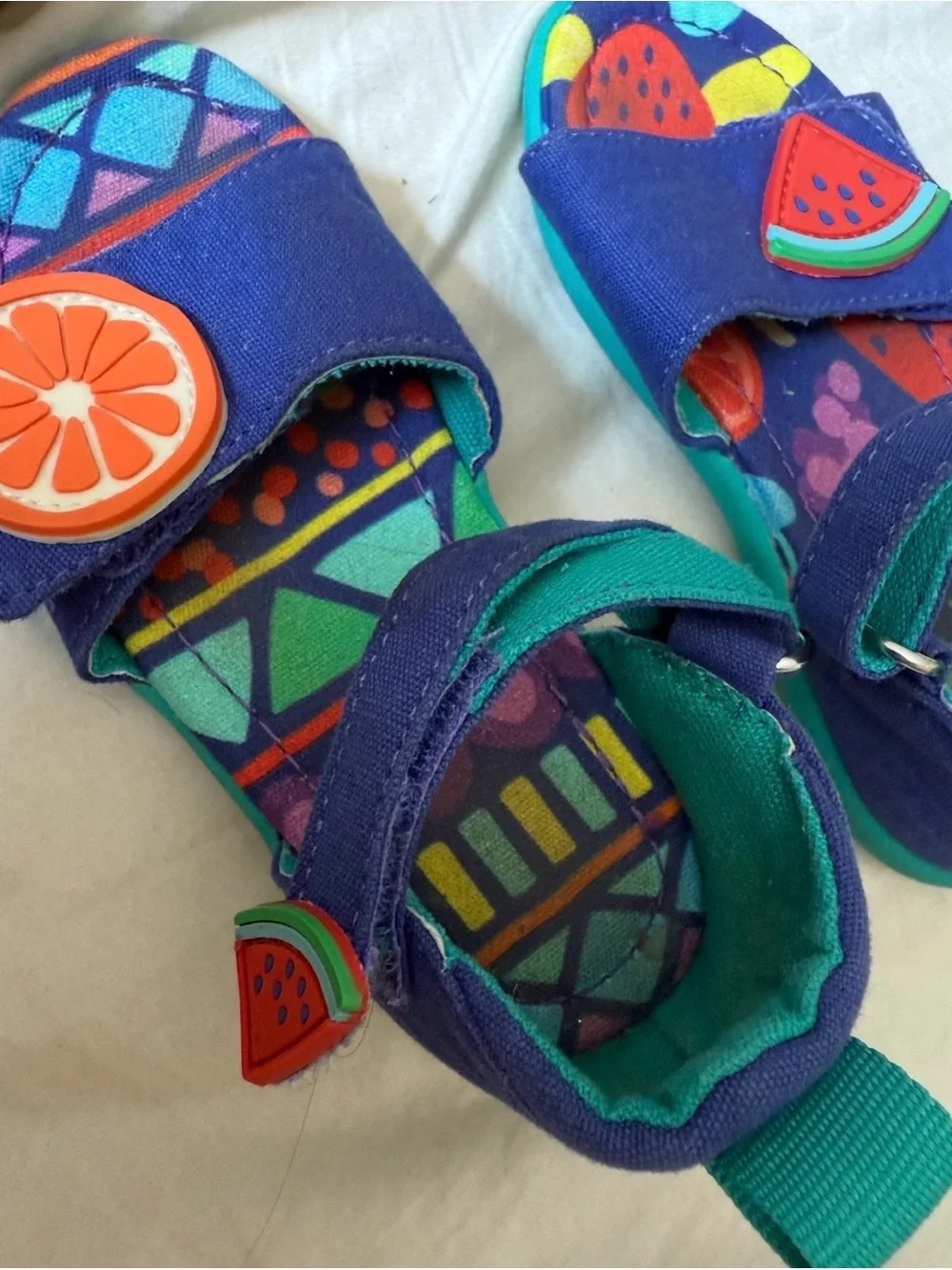 Kids Fruit Print Sandals with Orange & Watermelon Accents